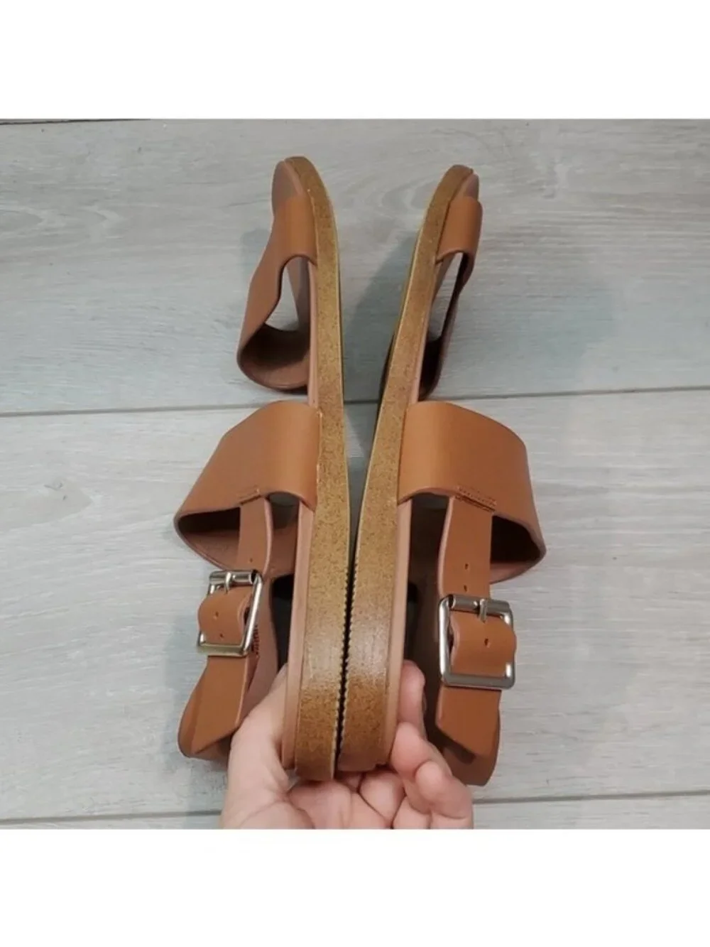 Steve Madden Women Daja Leather Ankle Leather Sandals Flats shoes sz 9.5M